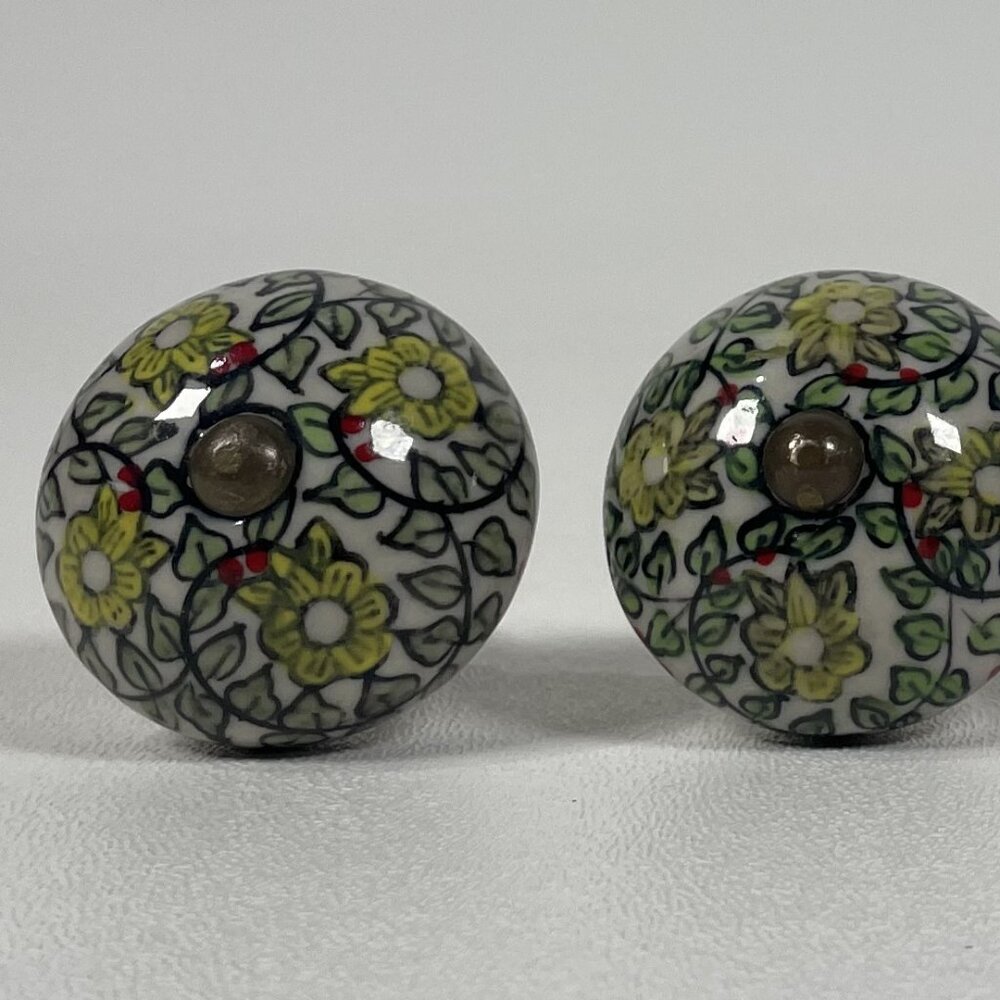 Set of 4 Ceramic Floral Drawer Pulls - Cost Plus World Market (Discontinued)
